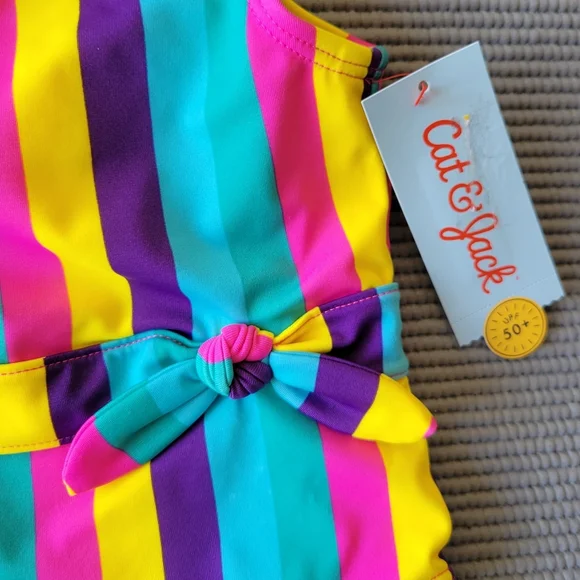 👶🏼 4/$10 🆕️ 12-18 Month Baby Girl Bathing Suit One Piece Sleeveless Rainbow - Picture 2 of 6